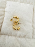 18K Gold Plated Hoop Earrings - Classic Small Hoop Design with Woven Texture.