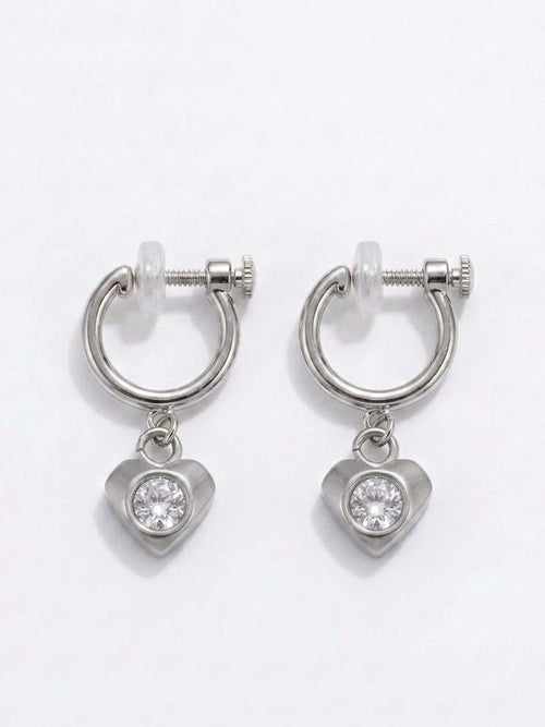 Heart-shaped earrings clip on