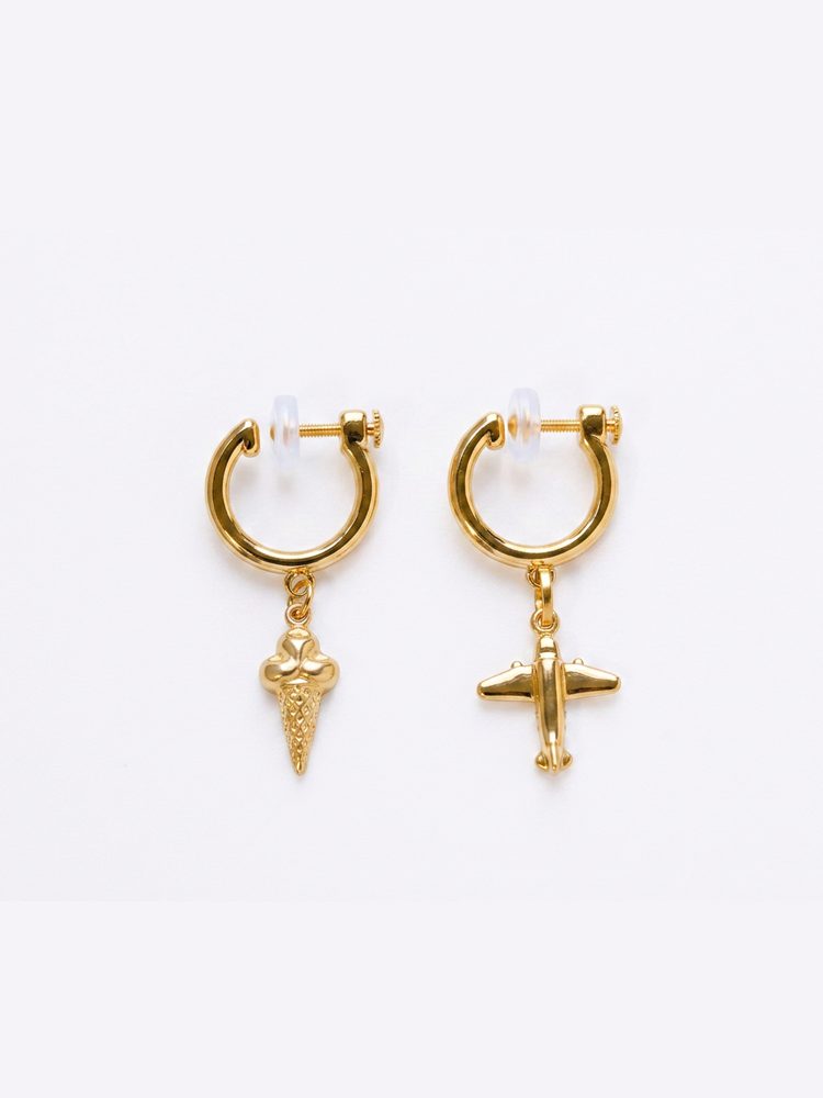 Ice cream airplane-shaped earrings clip on