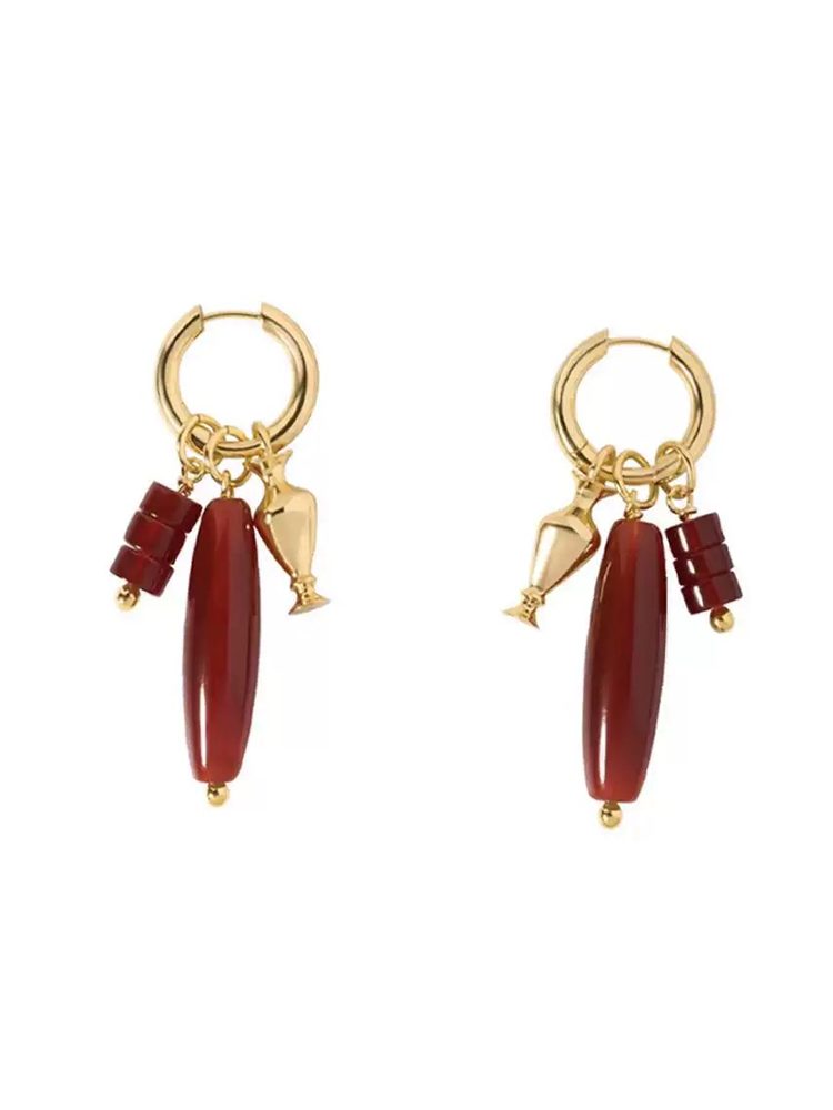 Red flower vintage earrings