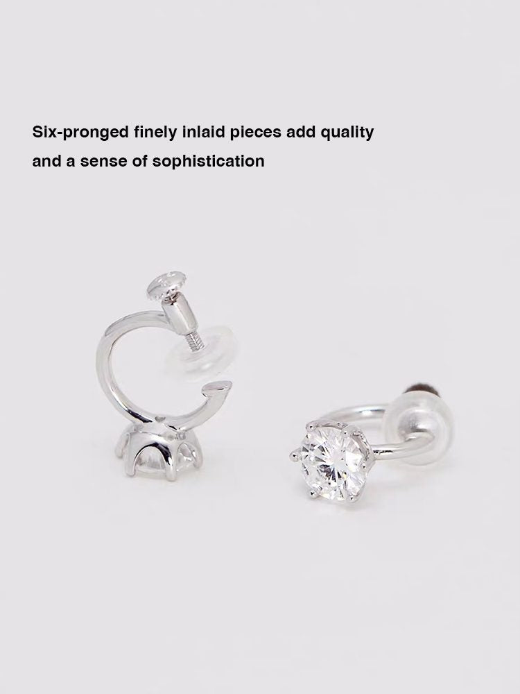 Pure silver moissanite earrings clip on