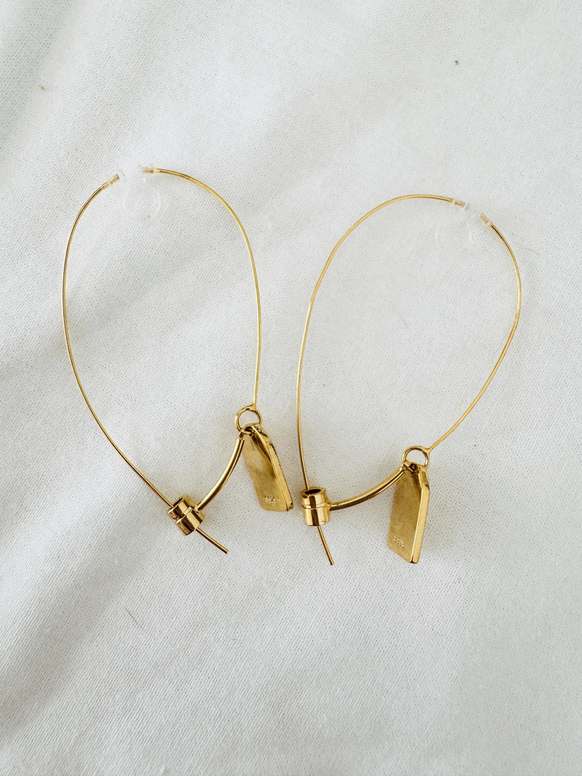 Handcrafted Non-Piercing Earrings – Large Hoop Drop Earrings 18K Gold Plated