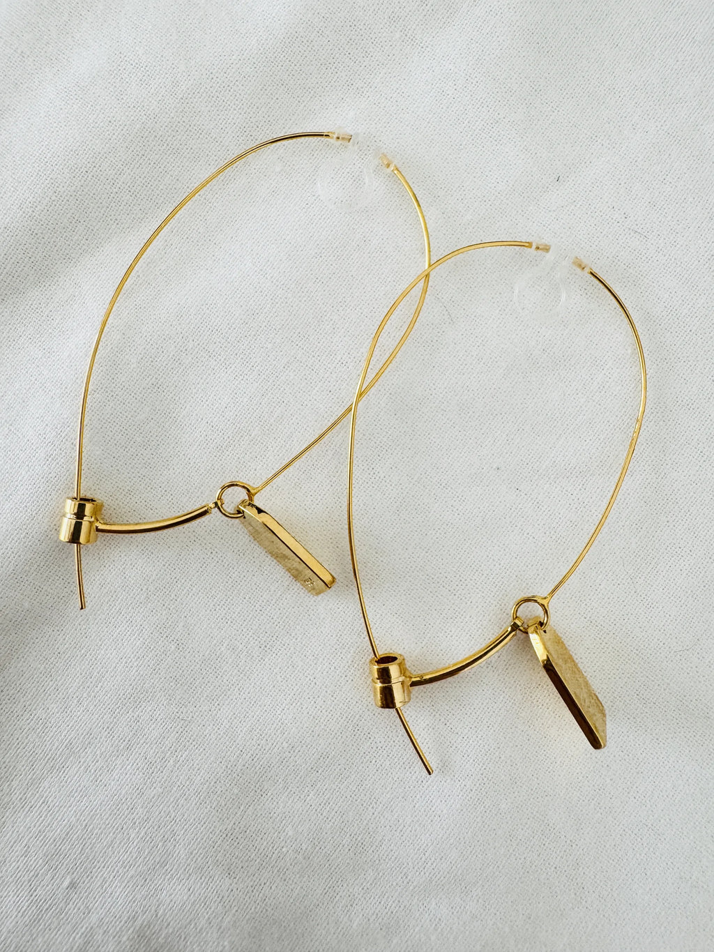 Handcrafted Non-Piercing Earrings – Large Hoop Drop Earrings 18K Gold Plated