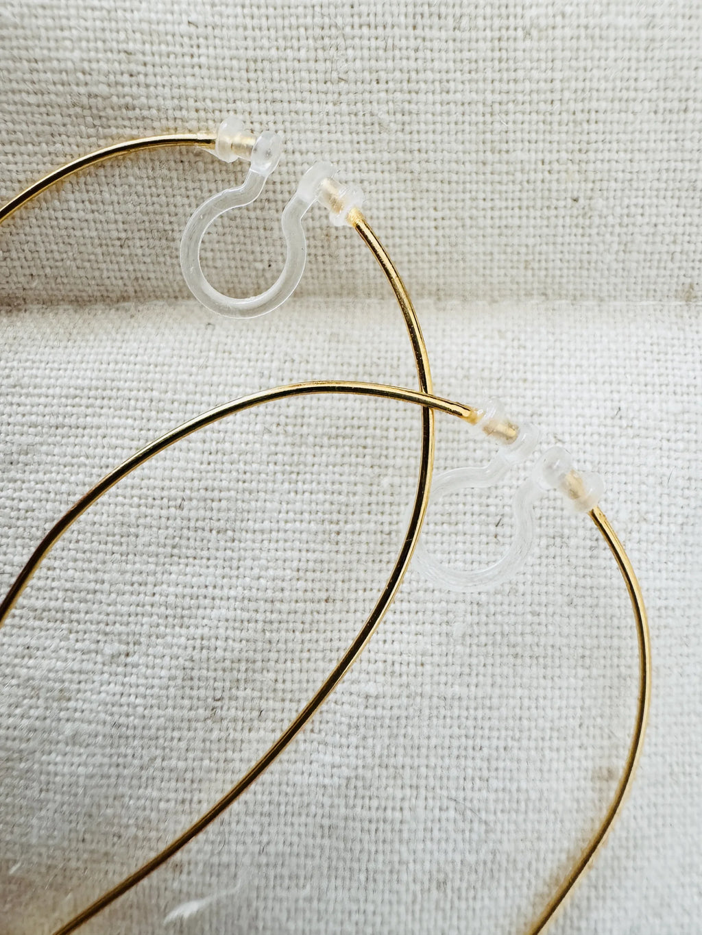Handcrafted Non-Piercing Earrings – Large Hoop Drop Earrings 18K Gold Plated