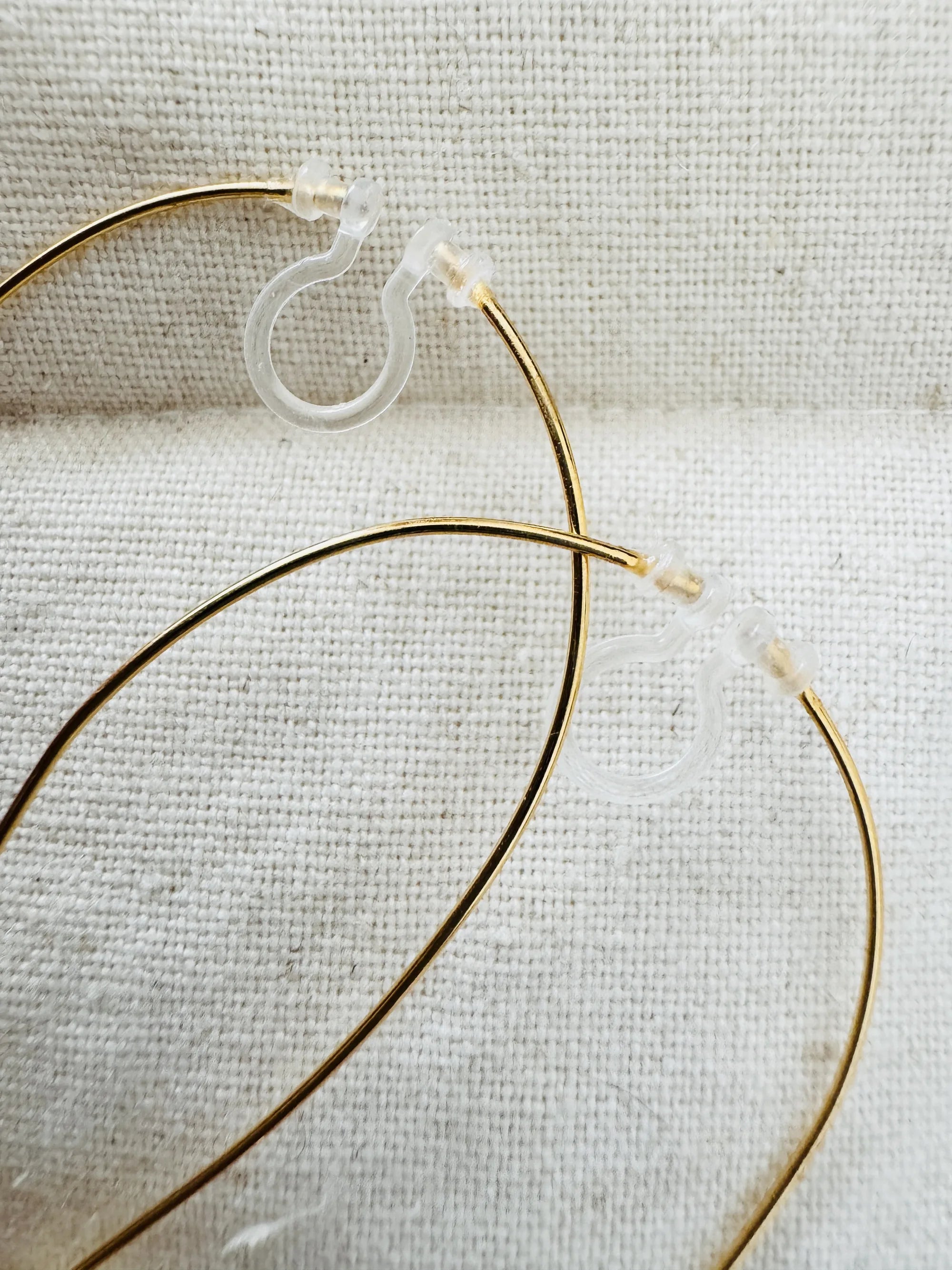 Handcrafted Non-Piercing Earrings – Large Hoop Drop Earrings 18K Gold Plated
