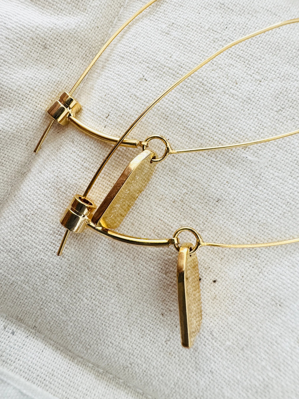 Handcrafted Non-Piercing Earrings – Large Hoop Drop Earrings 18K Gold Plated
