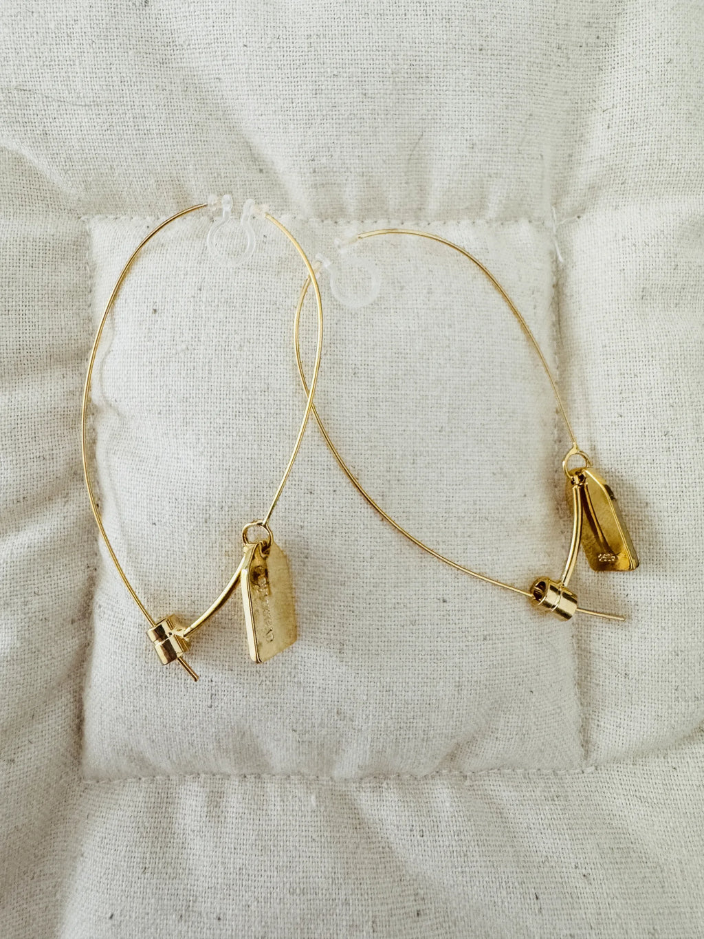 Handcrafted Non-Piercing Earrings – Large Hoop Drop Earrings 18K Gold Plated