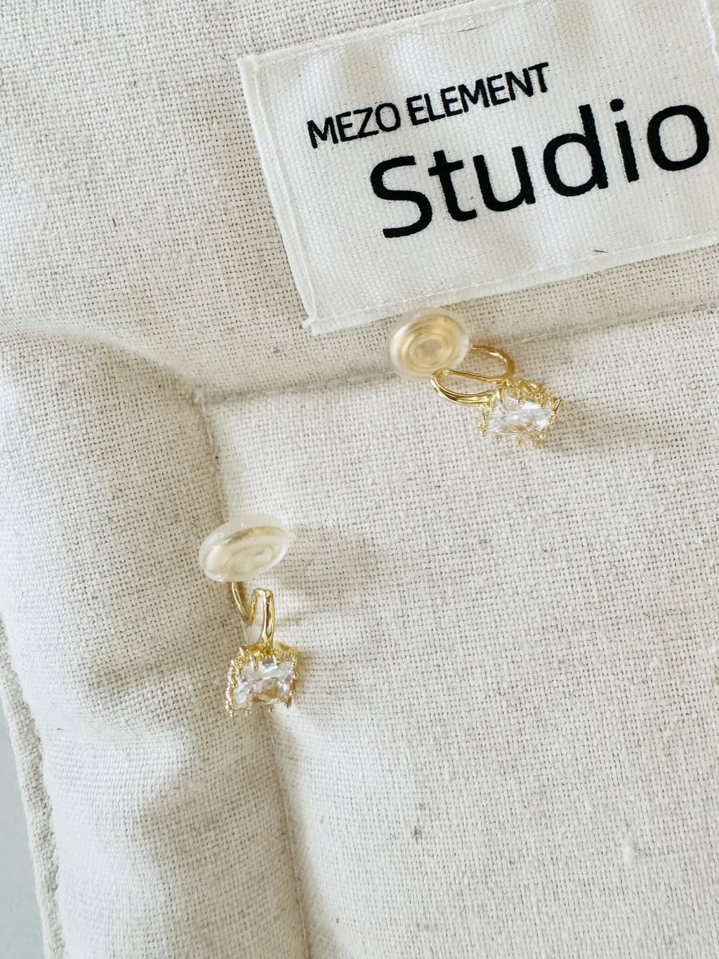 Square Zircon Earrings Pierces Non-Pierced