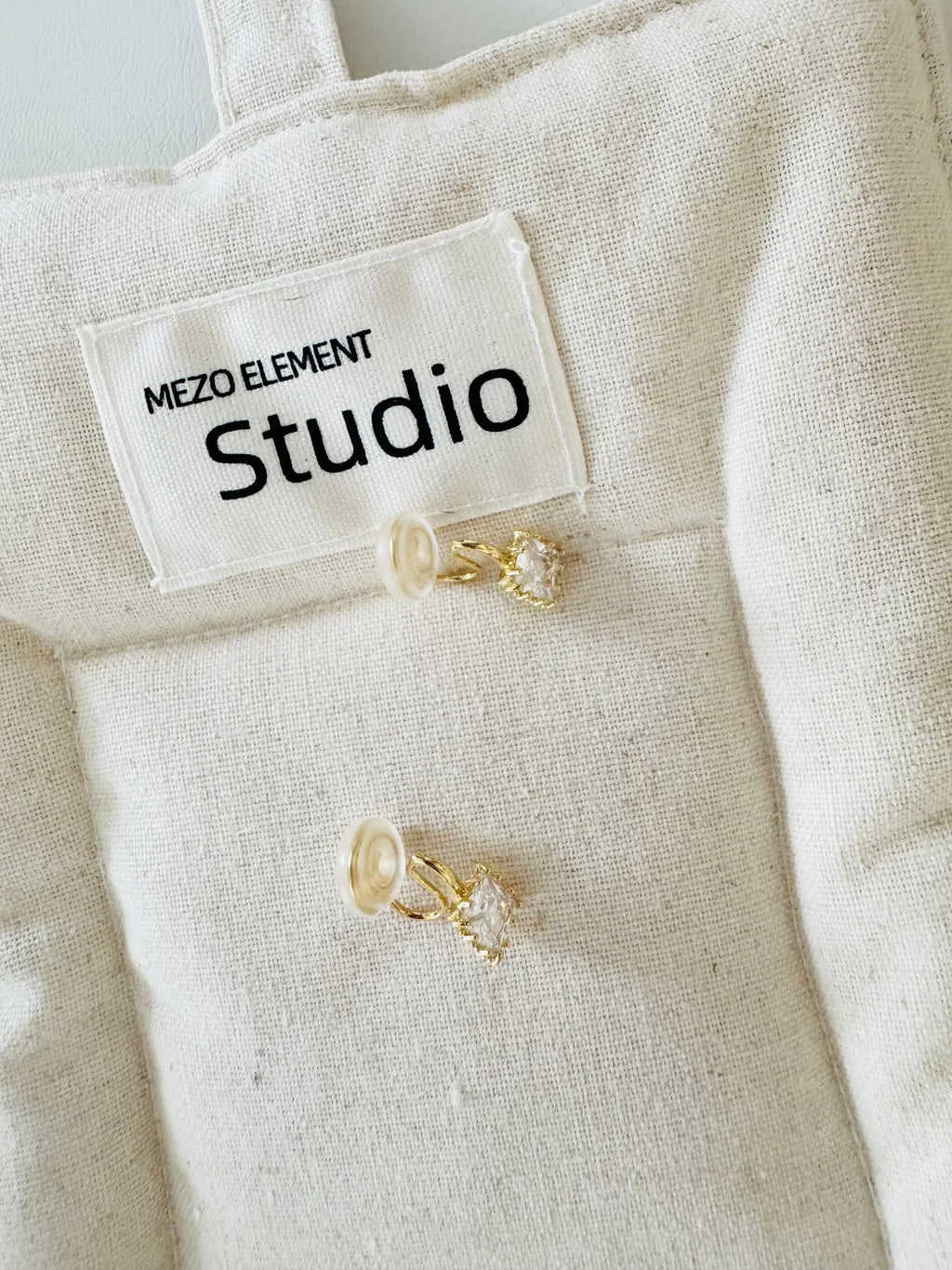 Square Zircon Earrings Pierces Non-Pierced
