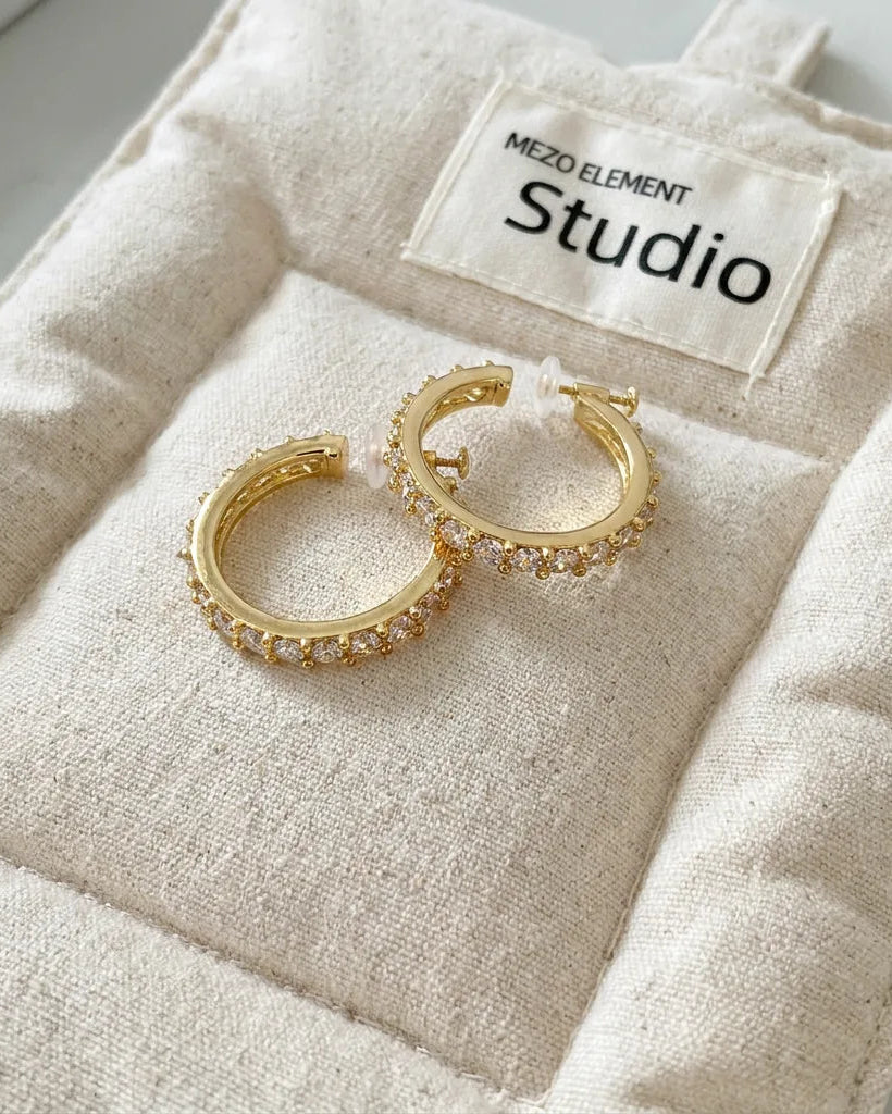 Gold-Tone Adjustable Spiral Clip-On Hoop Earrings