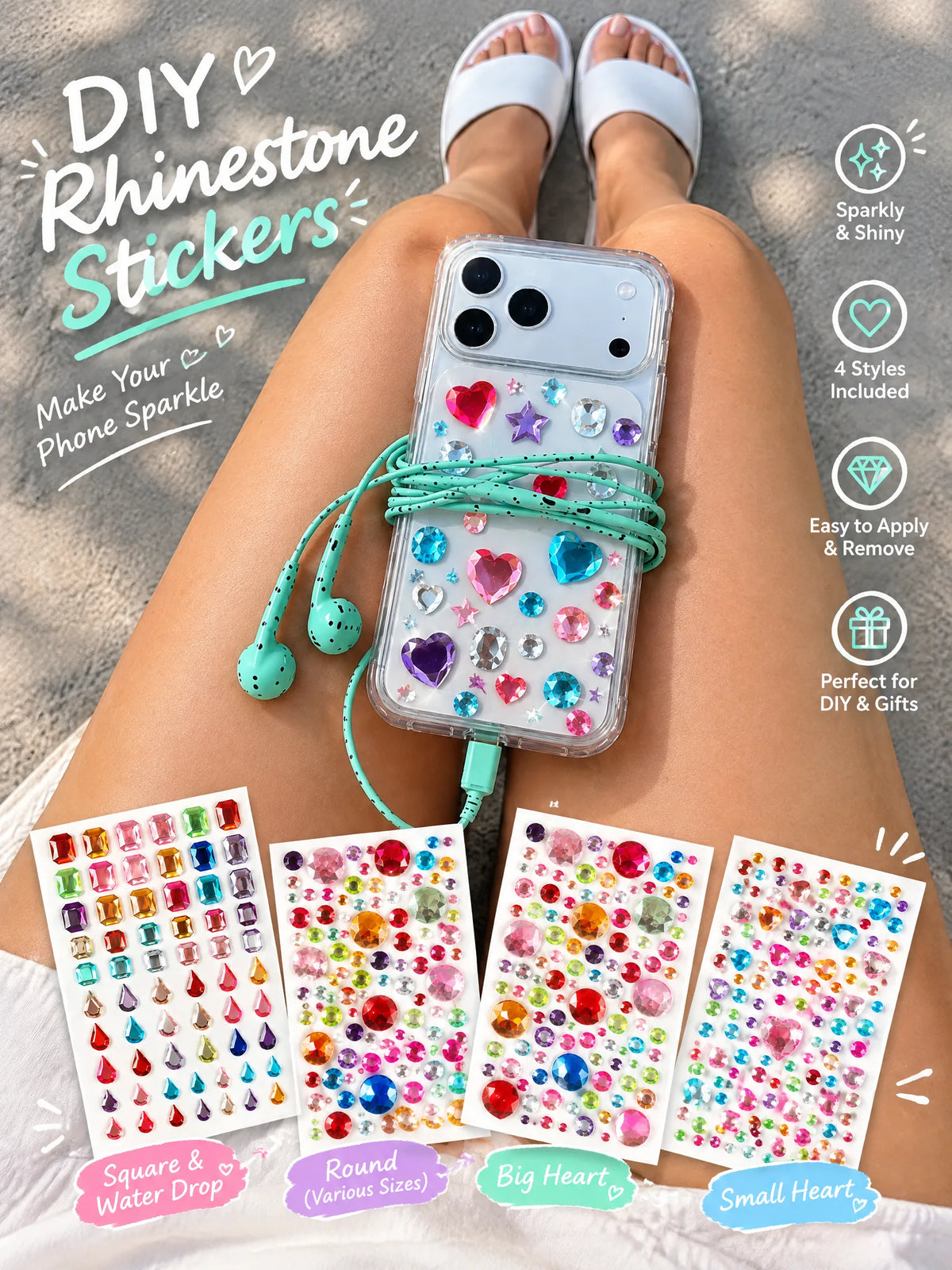 Bedazzling Heart DIY Rhinestone Stickers
