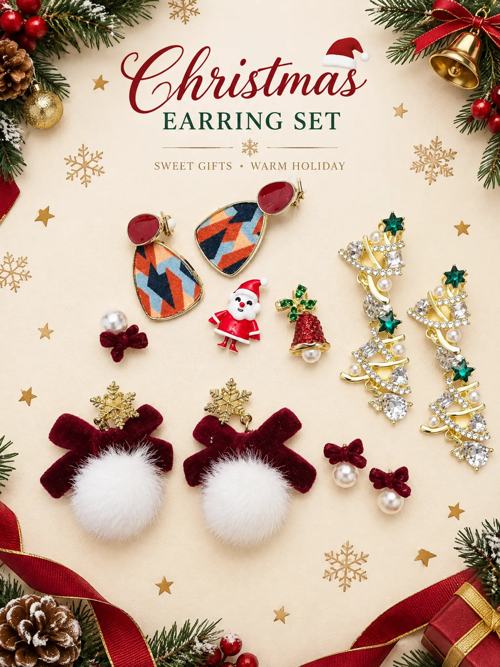 Christmas Party Earring Set – 6 Pairs