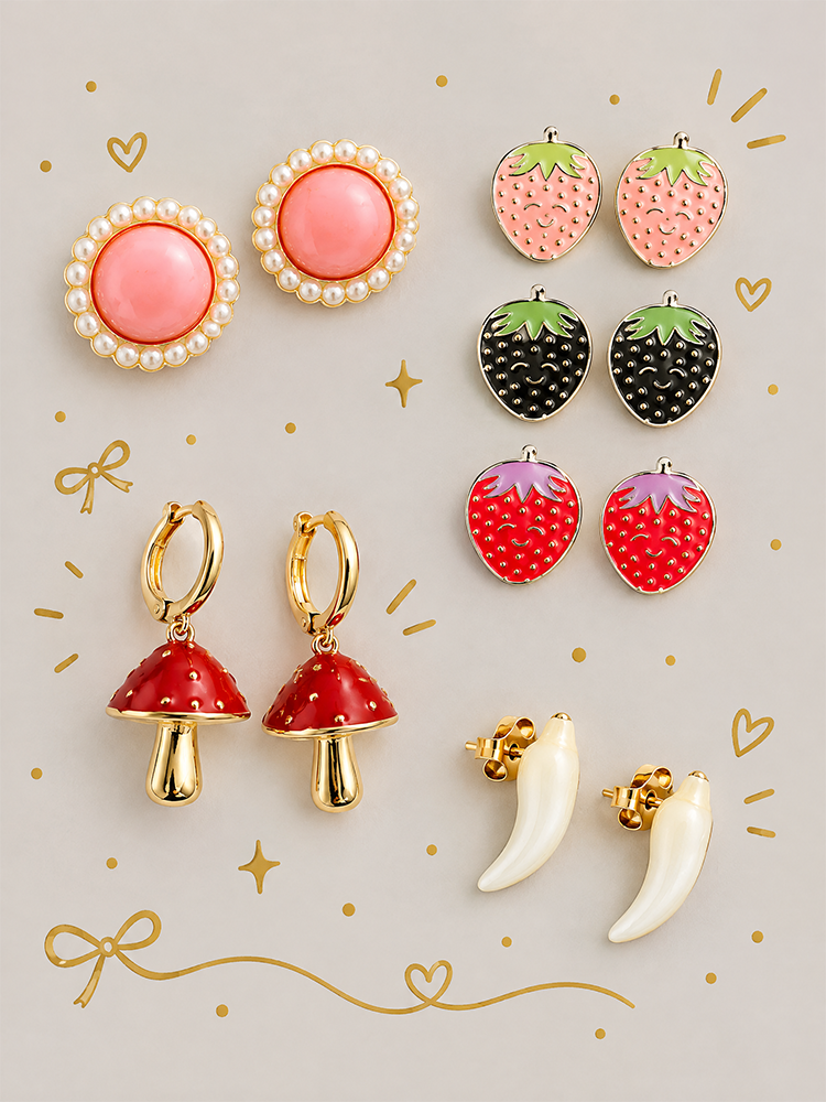 Candy-Inspired Earring Set – 4 Pairs