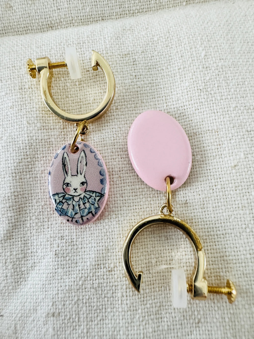 
Candy Pink Cute Cartoon Bunny Clip-On Earrings
