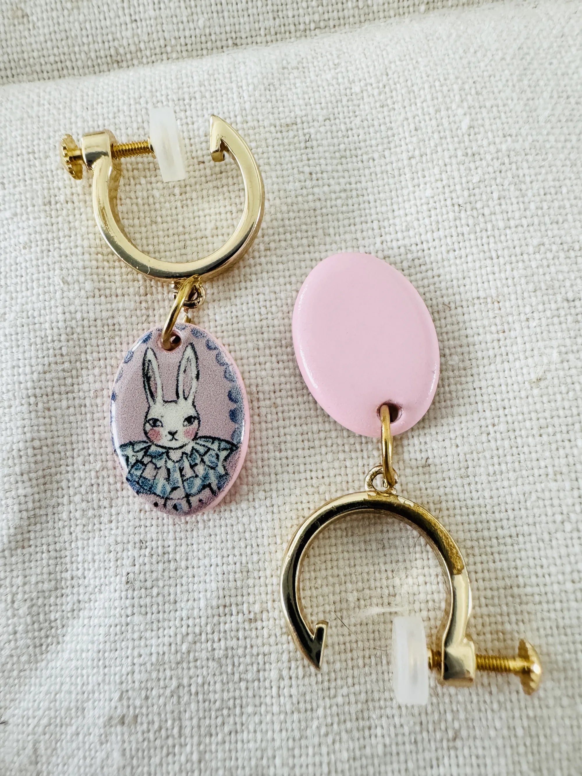 
Candy Pink Cute Cartoon Bunny Clip-On Earrings
