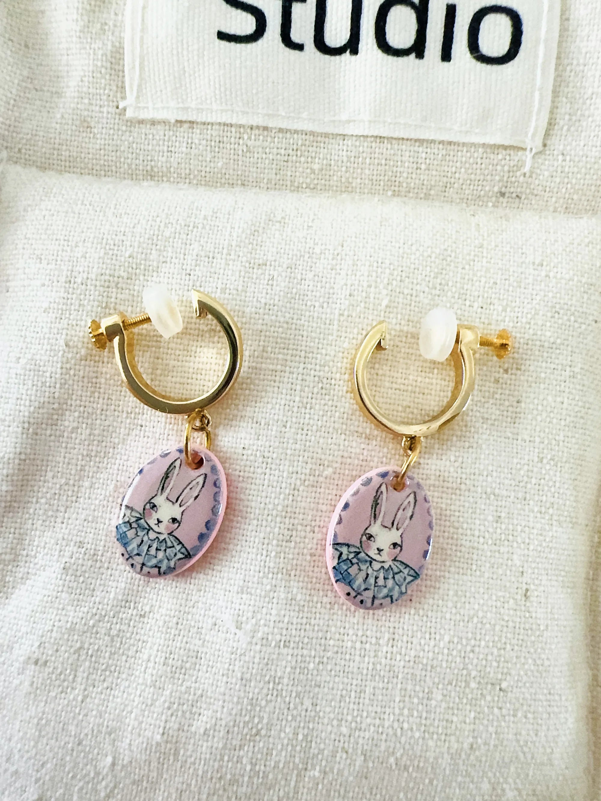 
Candy Pink Cute Cartoon Bunny Clip-On Earrings

