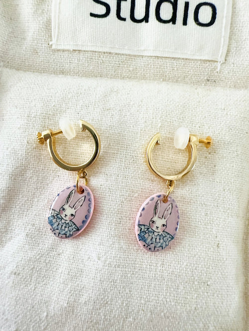 
Candy Pink Cute Cartoon Bunny Clip-On Earrings
