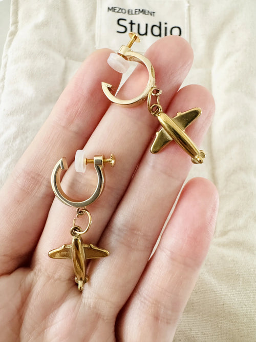 Cute Cartoon Airplane Clip-On Earrings Women