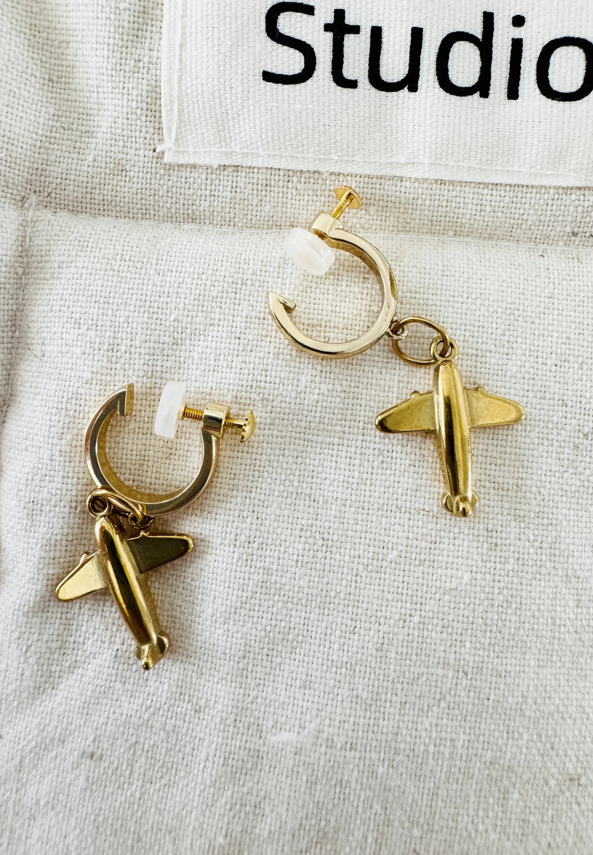 Cute Cartoon Airplane Clip-On Earrings Women