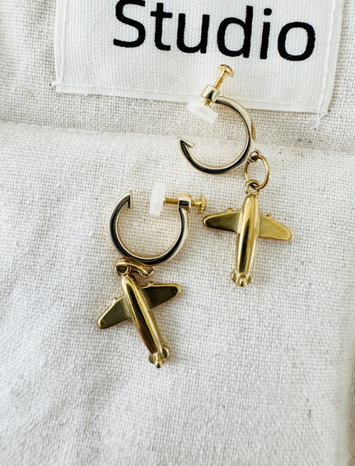Cute Cartoon Airplane Clip-On Earrings Women