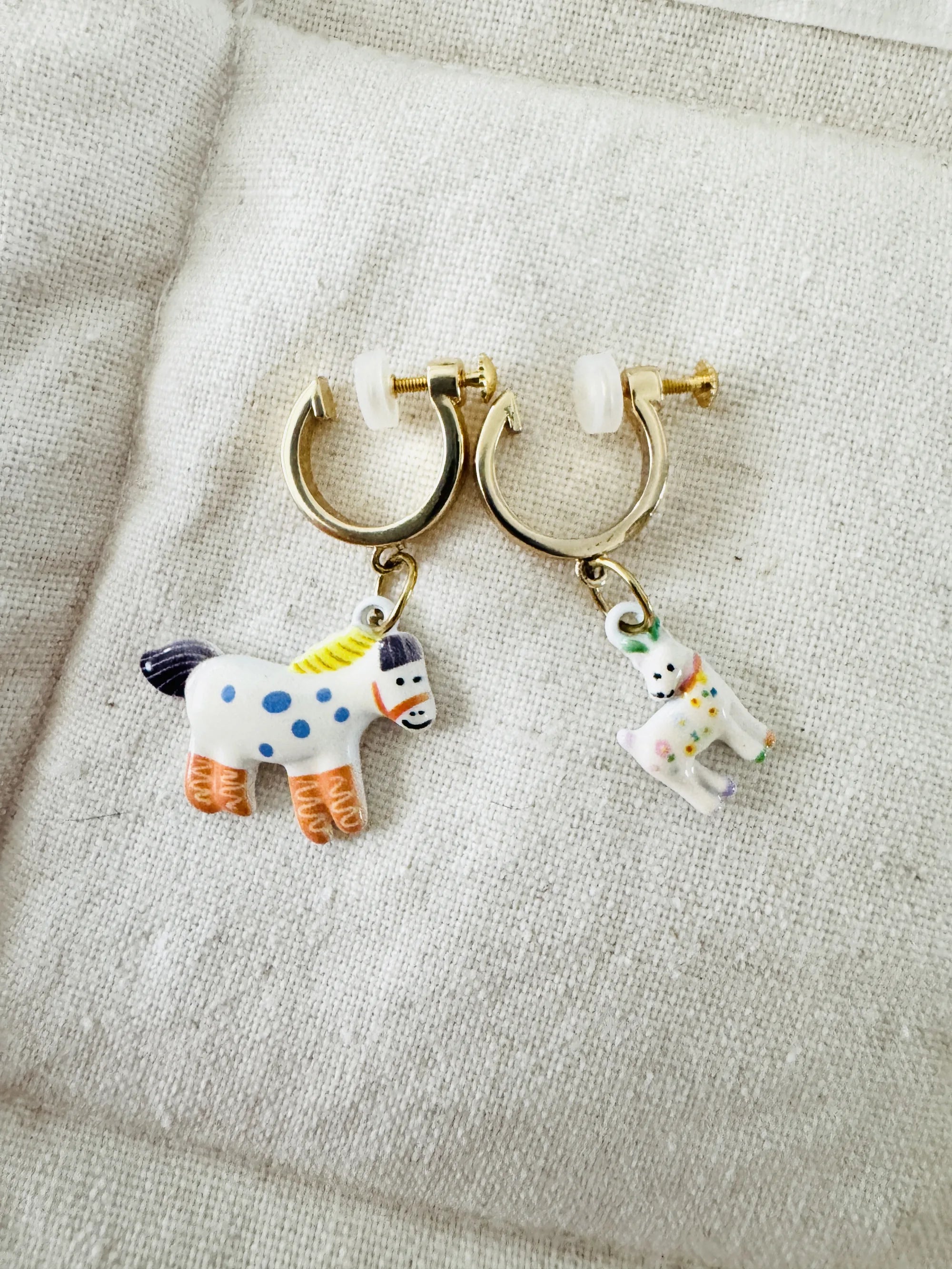 Cute Cartoon Pony & Deer Clip-On Earrings