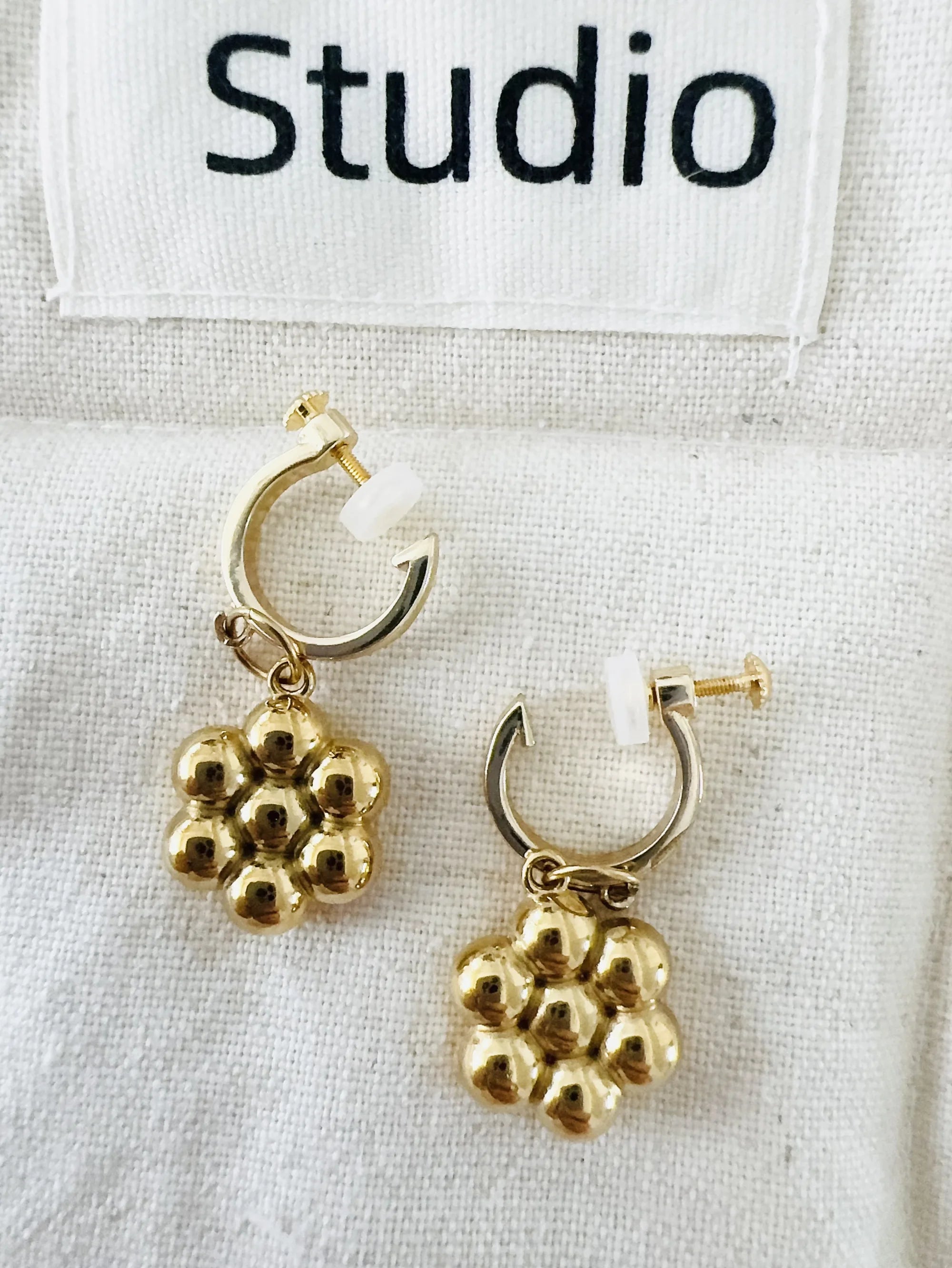 Gold-Tone Flower Clip-On Earrings