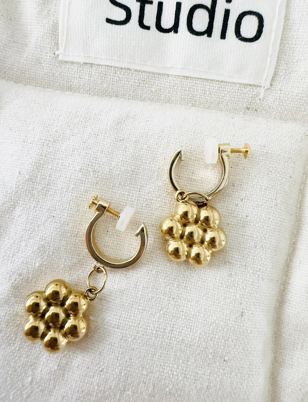 Gold-Tone Flower Clip-On Earrings