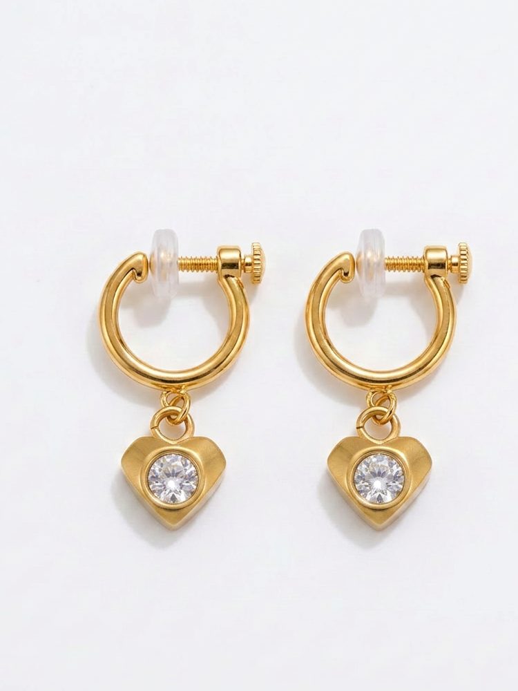 Heart-shaped earrings clip on