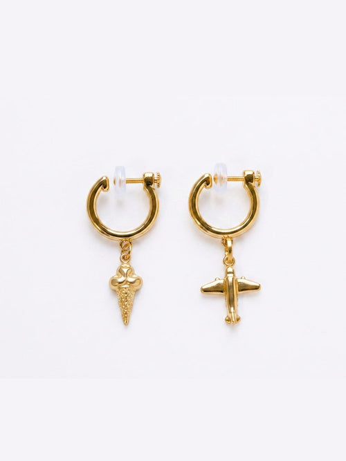 Ice cream airplane-shaped earrings clip on