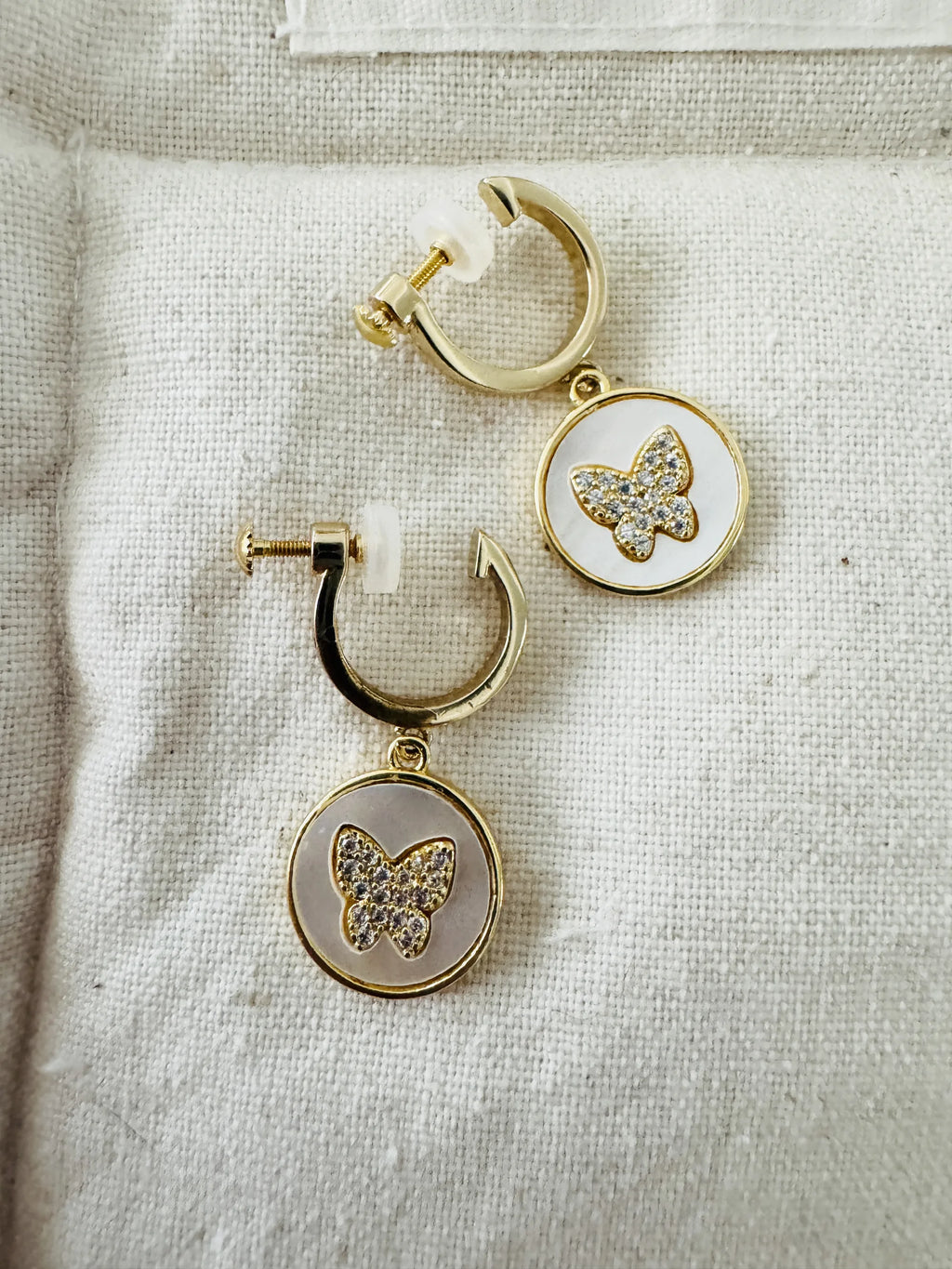 Natural White Mother-of-Pearl Clip-On Earrings