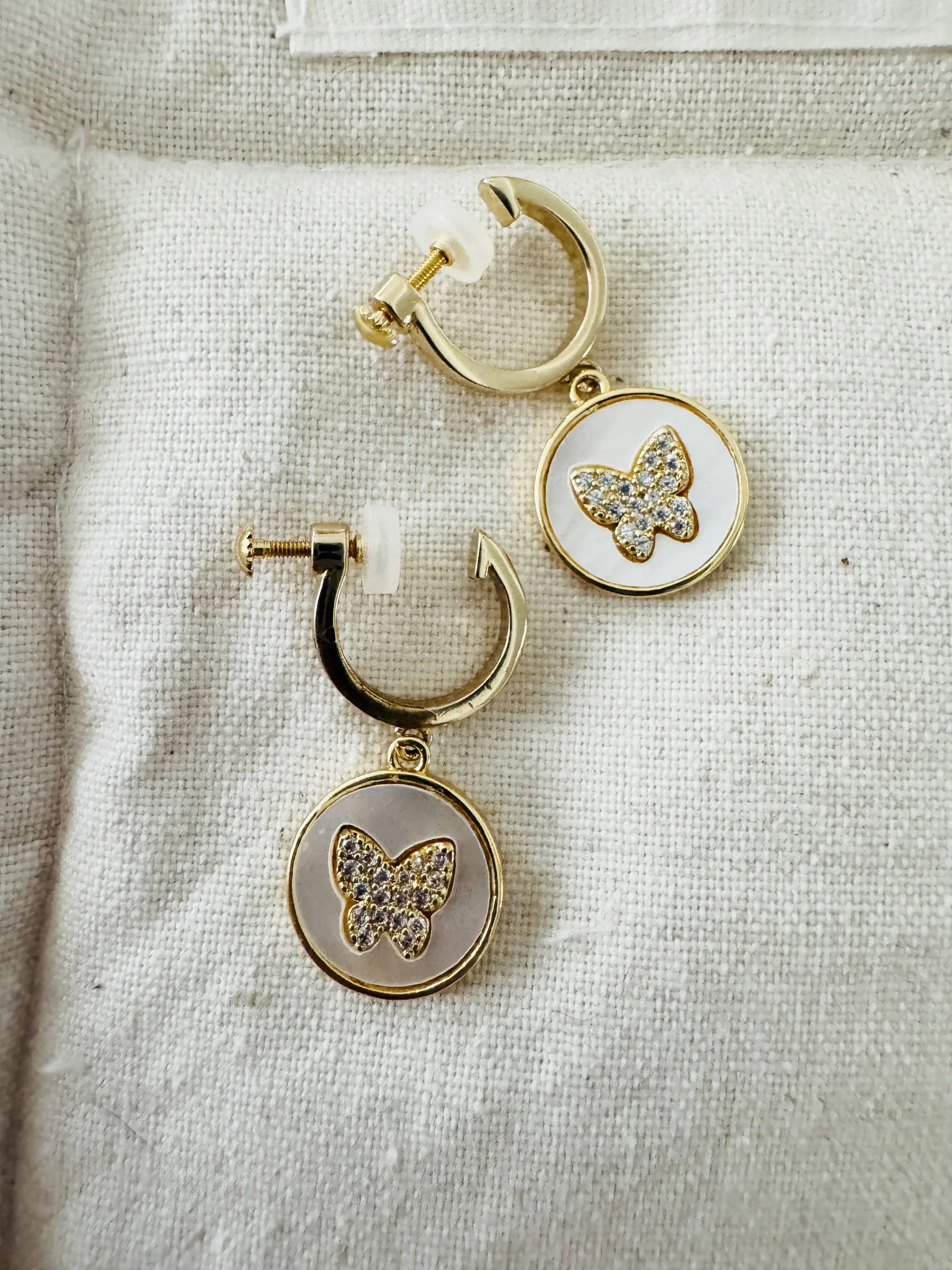 Natural White Mother-of-Pearl Clip-On Earrings