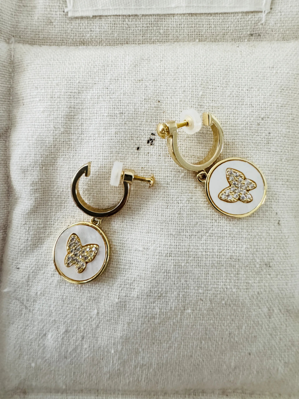 Natural White Mother-of-Pearl Clip-On Earrings