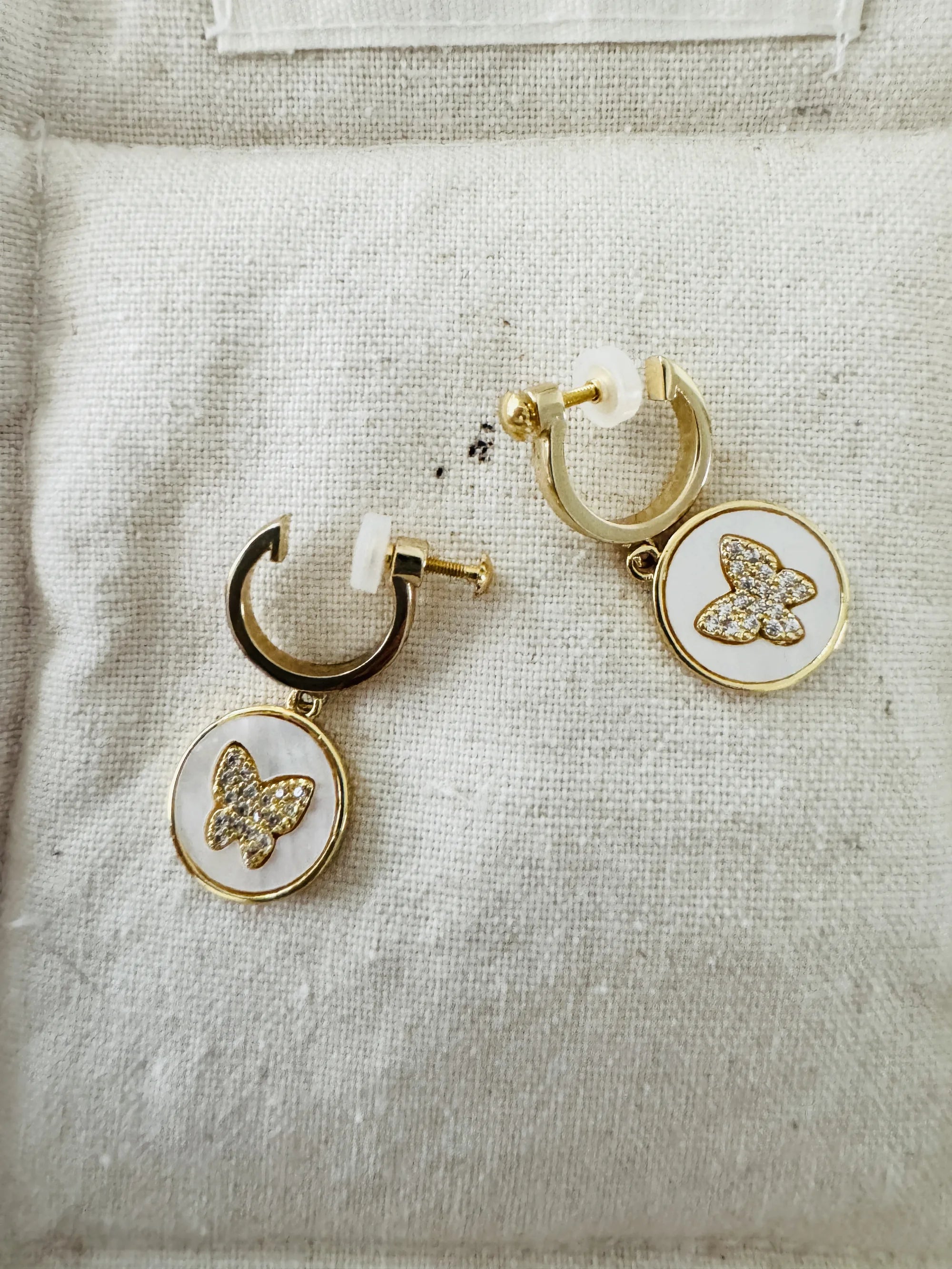 Natural White Mother-of-Pearl Clip-On Earrings