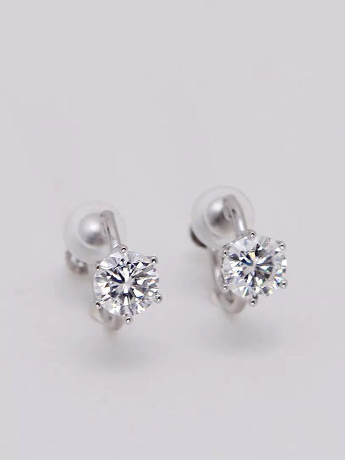 Pure silver moissanite earrings clip on