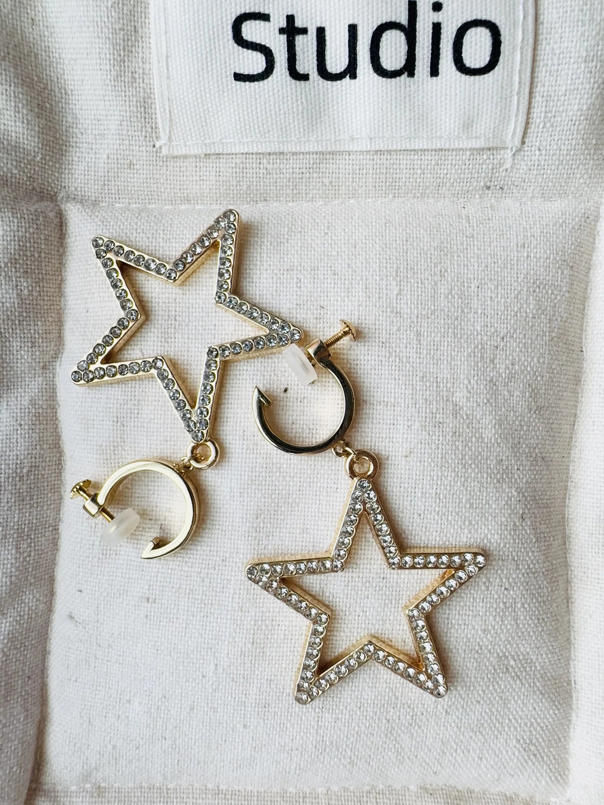 Star Clip on Earrings Gold Color Sivler Color