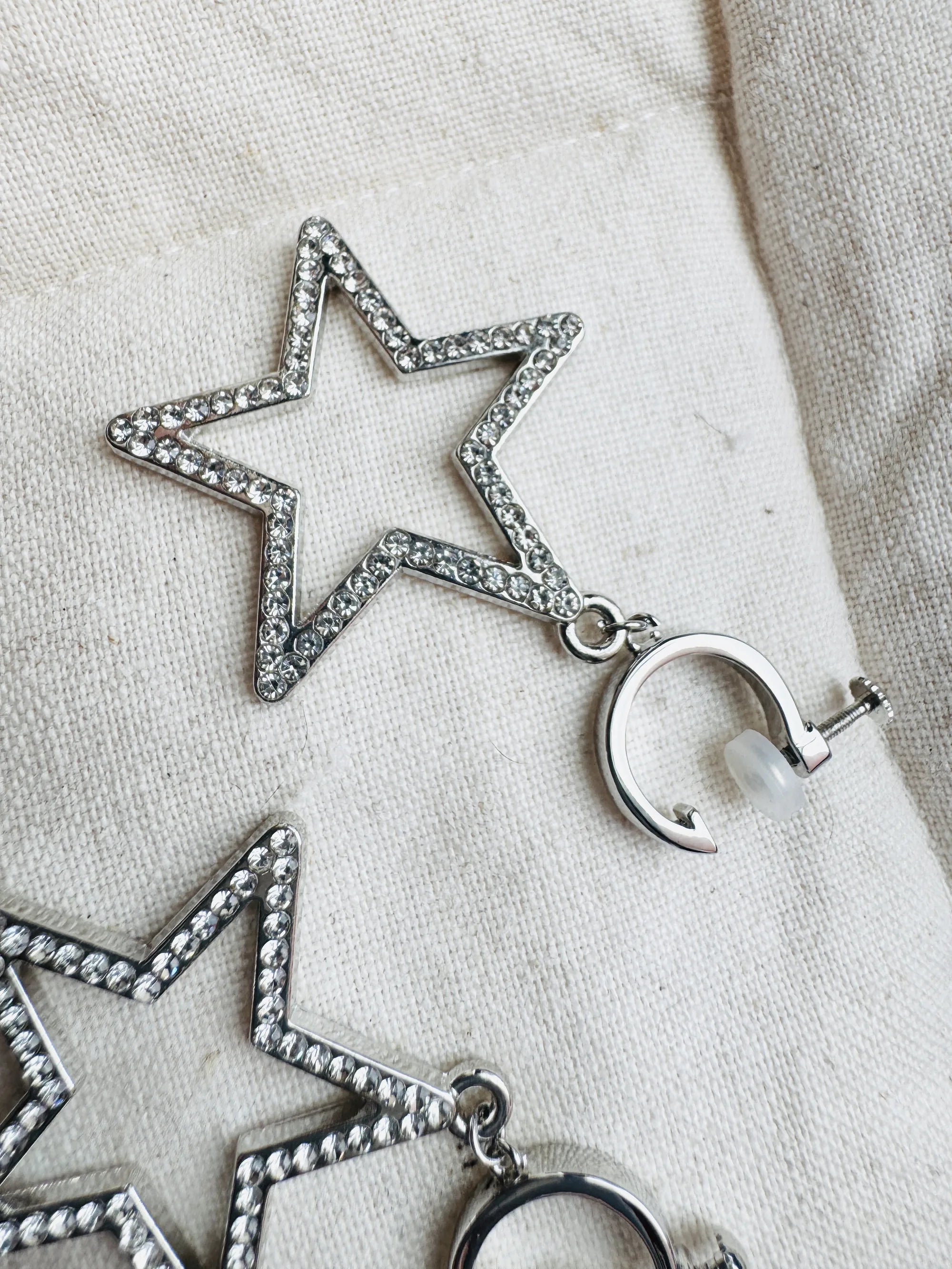 Star Clip on Earrings Gold Color Sivler Color