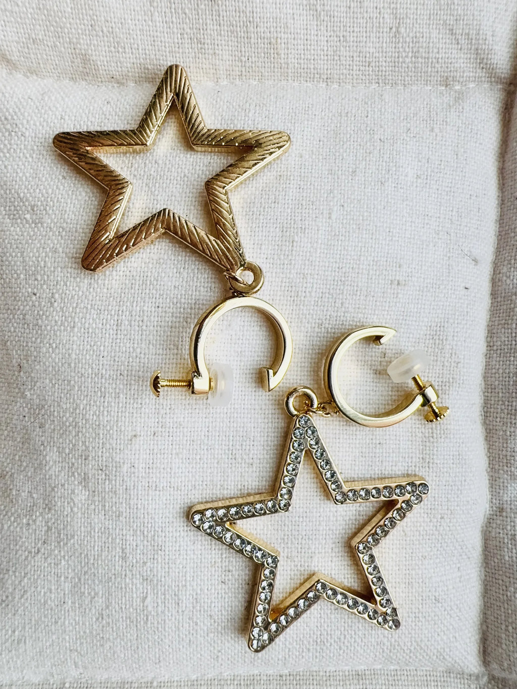 Star Clip on Earrings Gold Color Sivler Color