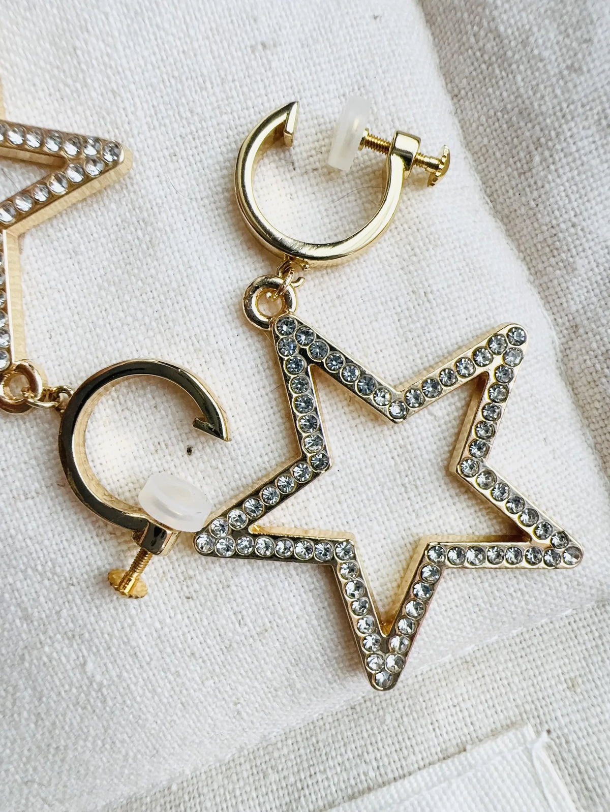 Star Clip on Earrings Gold Color Sivler Color