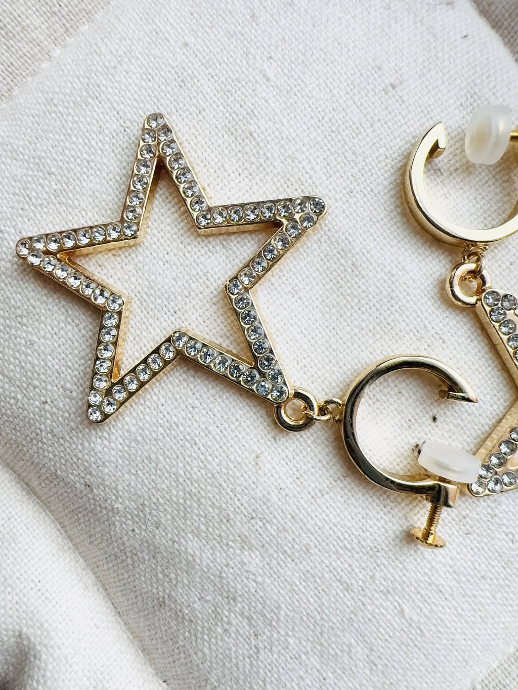 Star Clip on Earrings Gold Color Sivler Color
